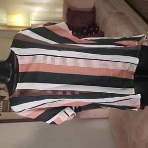 SHEIN high-low stripped blouse (NWOT)